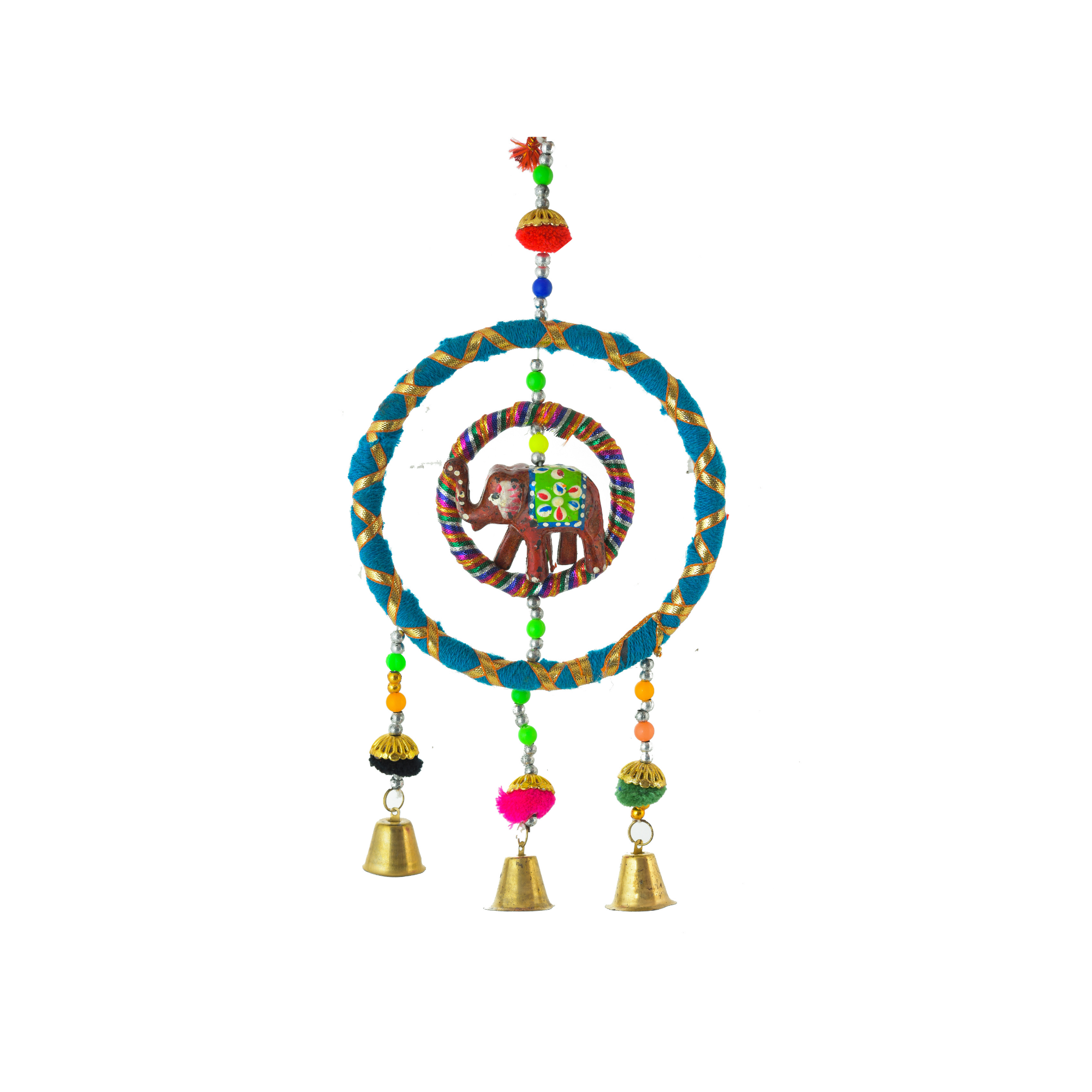 RING INSIDE RING WITH FIBER PCS AND RING LATKAN WITH 3 ANIMAL & 3  CHAINES BELL[PACK OF FOUR]