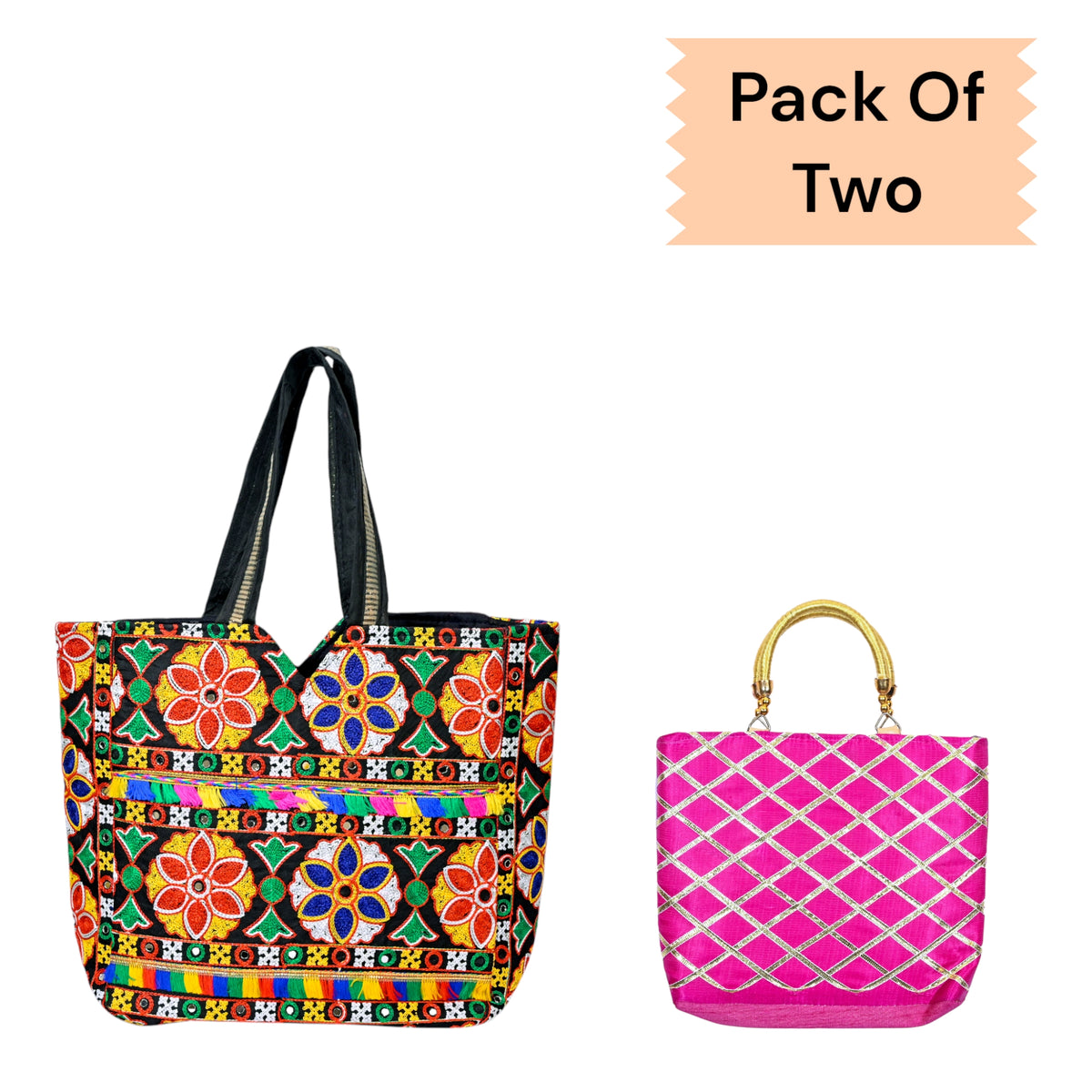 EMBRODERED CLUTCH BAG and Handicrafted Gujrati Big Size Handbag