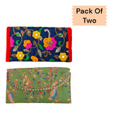 PRINTED AND HANDWORK HANDGRIP PURSE COMBO ( PACK OF TWO )