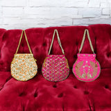 EMBROIDERED POTLI BAG COMBO ( PACK OF THREE )