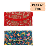 PRINTED AND EMBROIDEREDCLUTCH PURSE COMBO ( PACK OF TWO)