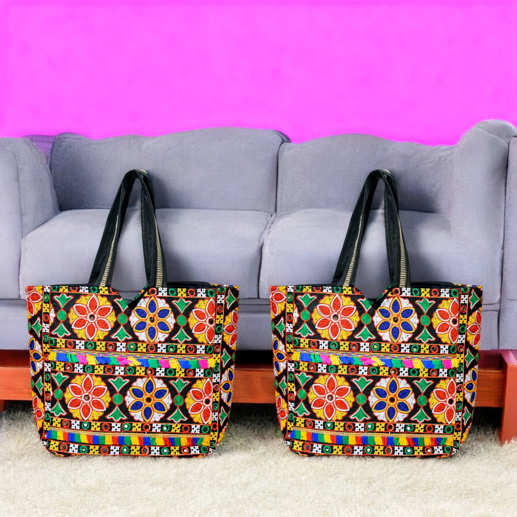 Handicrafted Gujrati Big Size Handbag COMBO (PACK OF TWO)