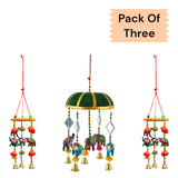 RING JHUMAR WITH 5 FIBER PCS & RING BELL JHUMAR WITH MIRROR AND ANIMAL [PACK OF THREE]