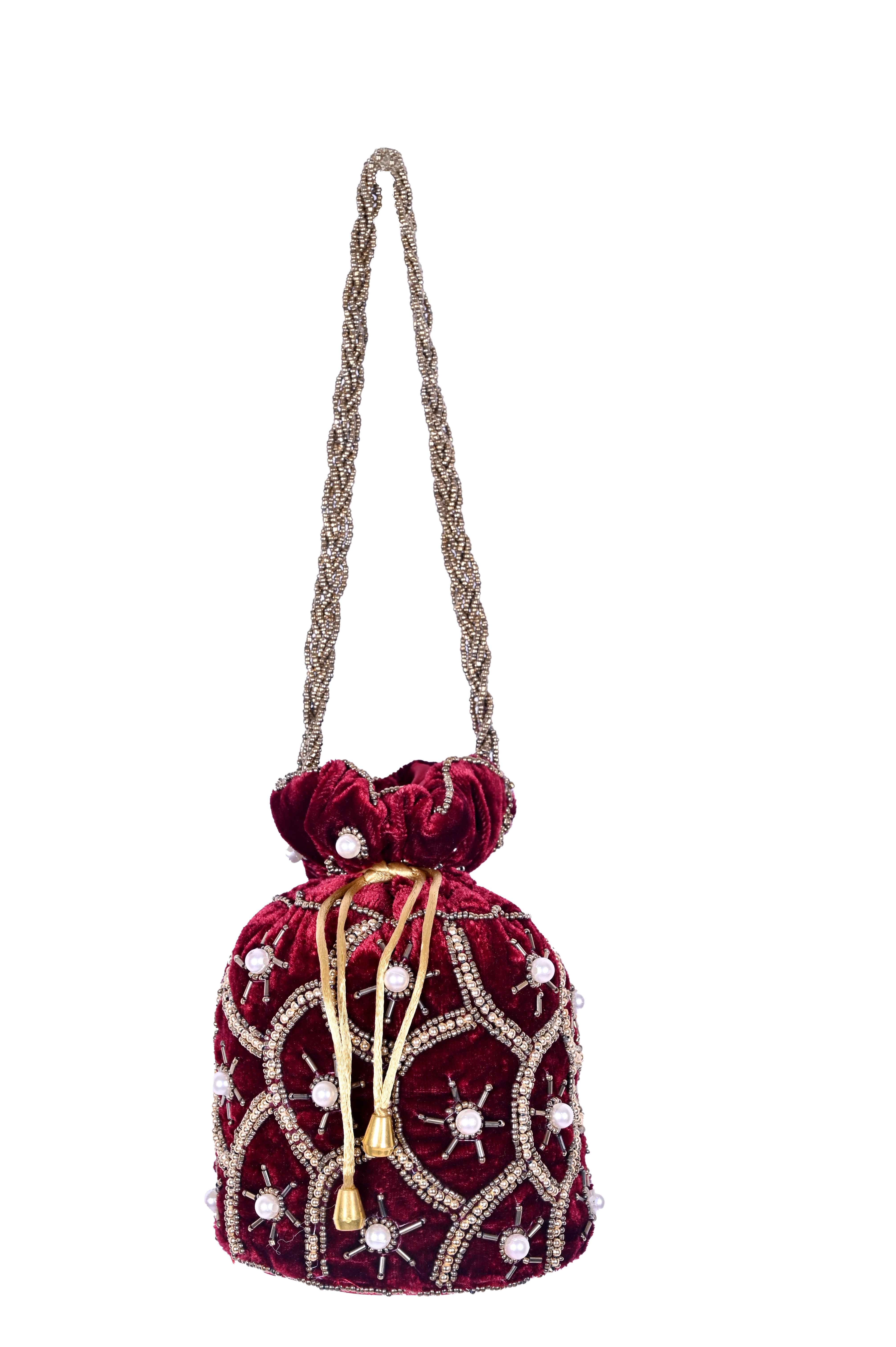Embrodied Potli Bag Velvat with Stone COMBO ( PACK OF TWO )
